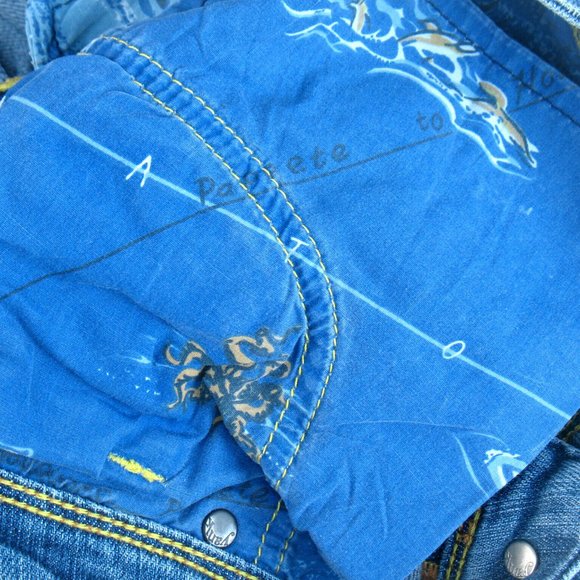 Yank Jeans Wide Leg Bootcut Medium Wash 29 x 30 Studded Stretch Sz 28 (tag) - Picture 11 of 12